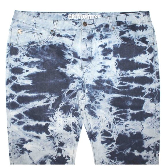 Grindhouse Bleached‎ Washed Jeans Unique Designs Mens Size 44W 31L - Picture 2 of 9